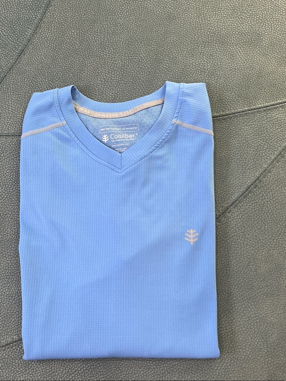 Coolibar Blue V-Neck UPF 50+ Sun Tee